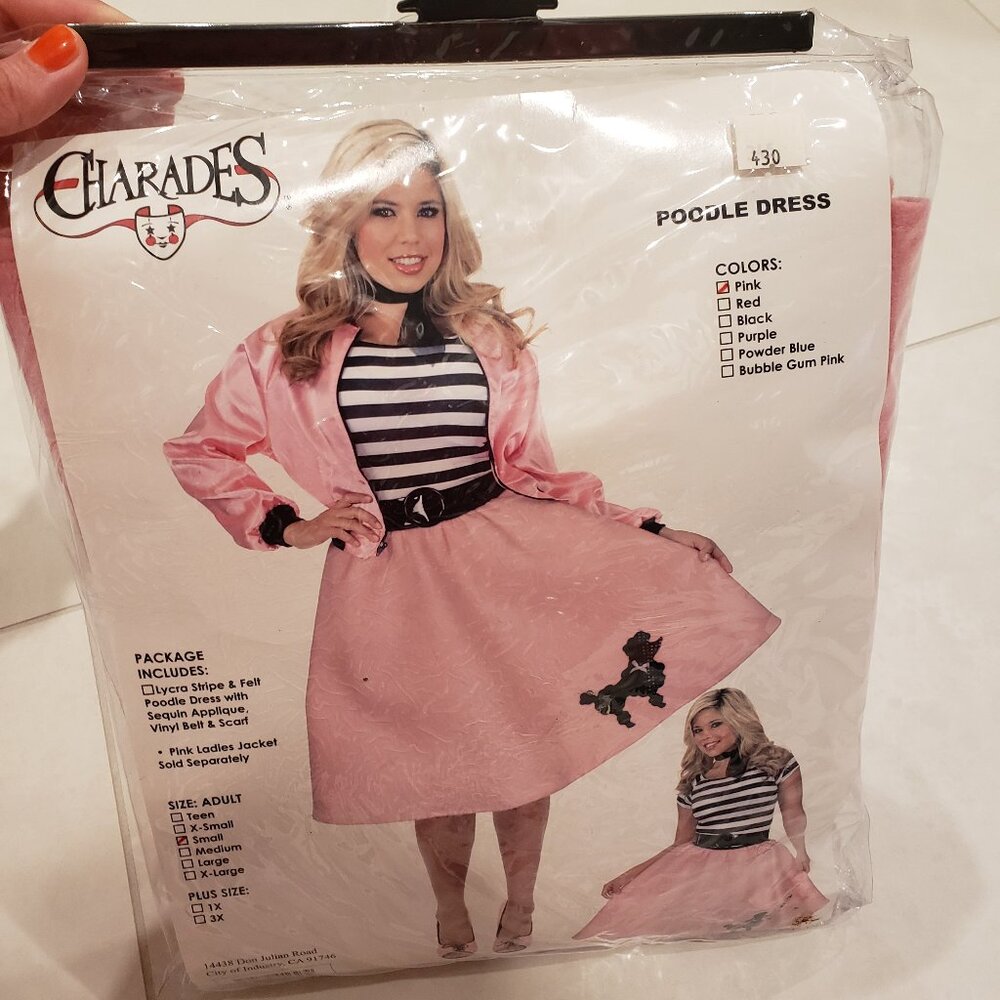 Charades Pink Poodle Dress Adult Costume Size Small